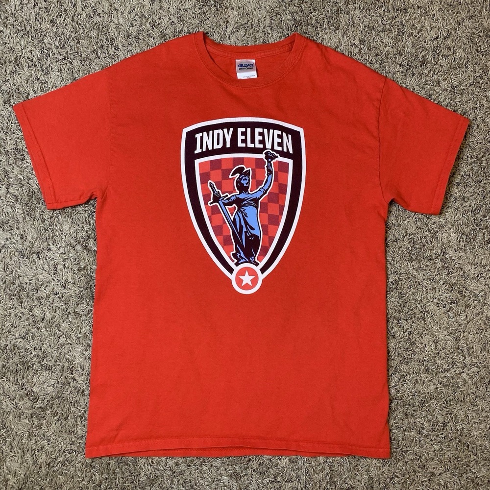 Indy Eleven Shirt Adult Medium Red Soccer Futbol Indianapolis Logo Tee Mens